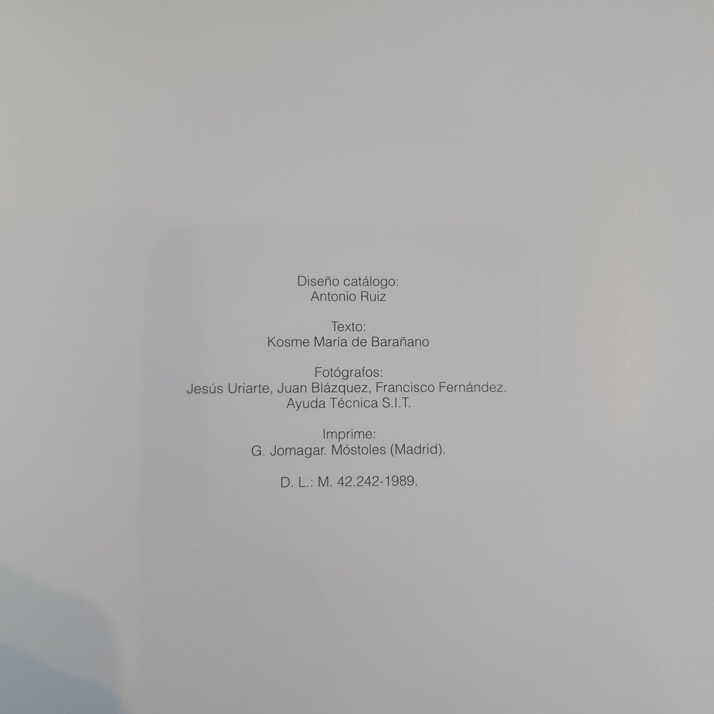 CATALOG OF THE CHILLIDA EXHIBITION IN THEOSPACIO, MADRID, 1989 1990