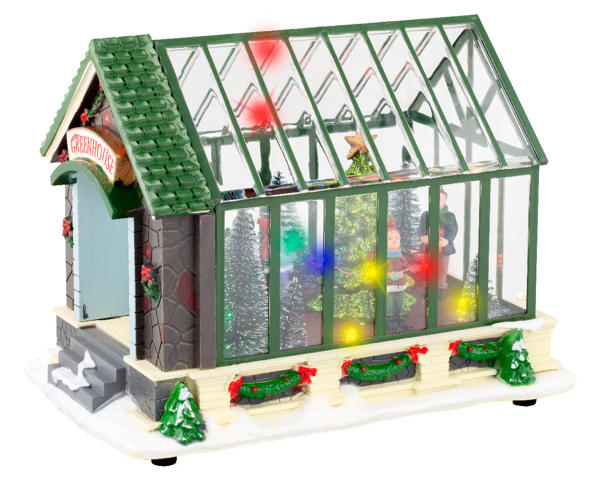 Casa transparente de plástico con adornos navideños de 17cm