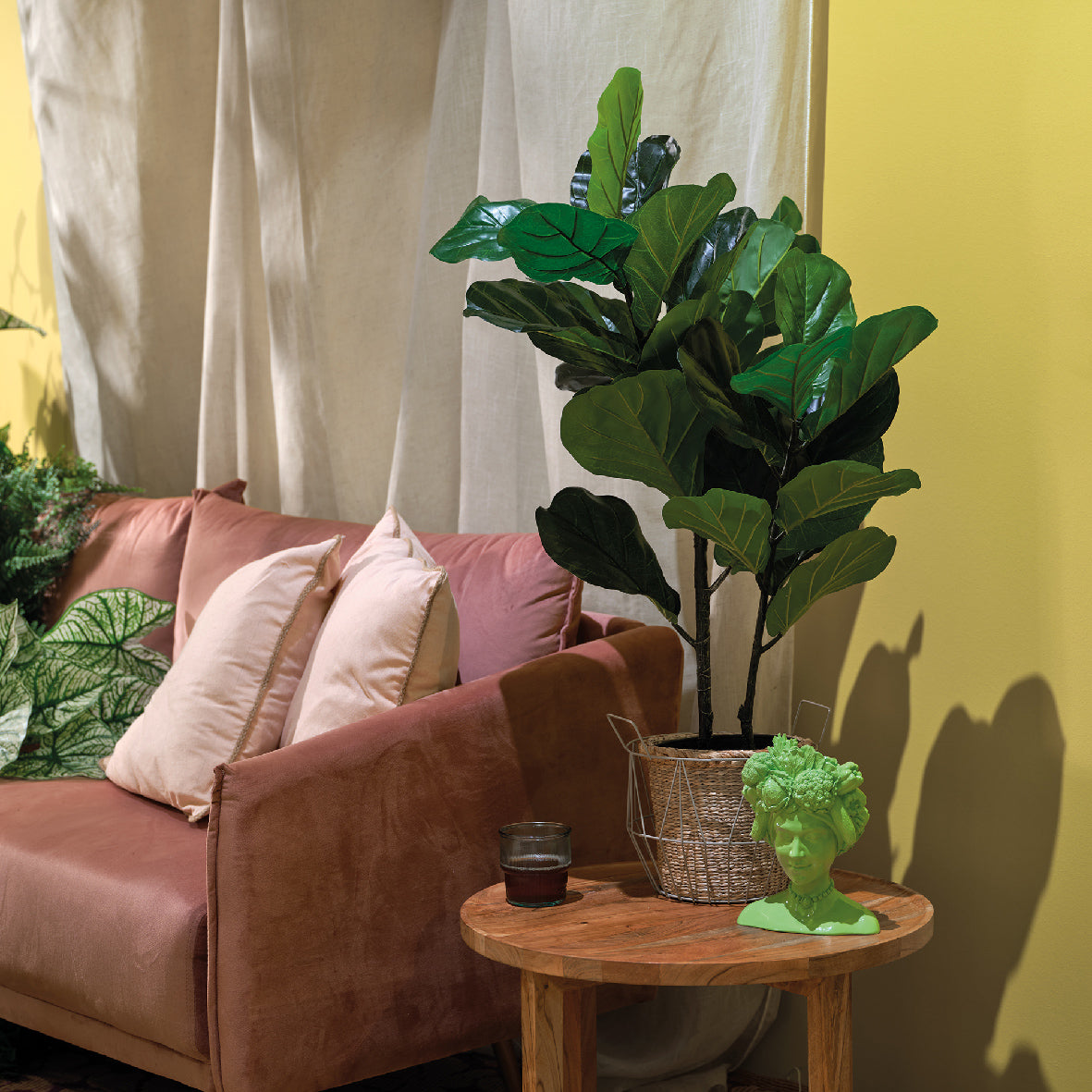 Árbol de Higuera Artificial en Maceta Estilo Boho Verde Decorativo