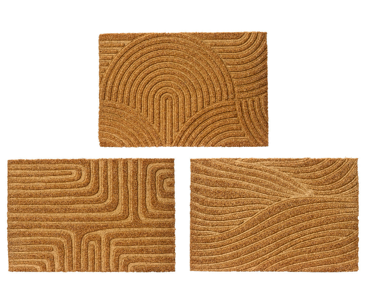 Felpudo de Fibra de Coco con Diseño en Relieve para Interior y Exterior