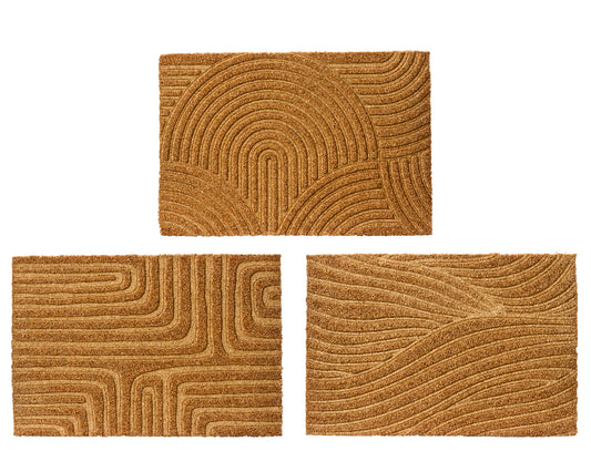 Felpudo de Fibra de Coco con Diseño en Relieve para Interior y Exterior