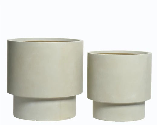 Japandi Style White Clay Fiber Outdoor Planter Pot