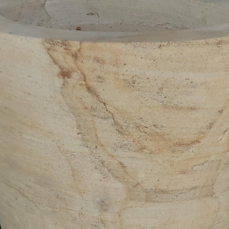 Macetón de Piedra Natural Ø48 cm, Estilo Rústico Artesanal