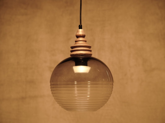 Lámpara de Techo de Cristal y Madera Natural - Estilo Rústico y Elegante