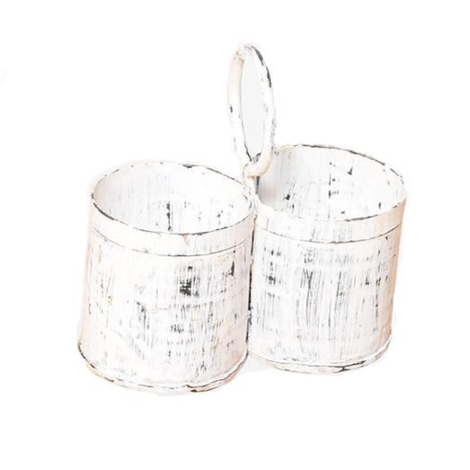 Rustic style double iron cutlery holder - various colours