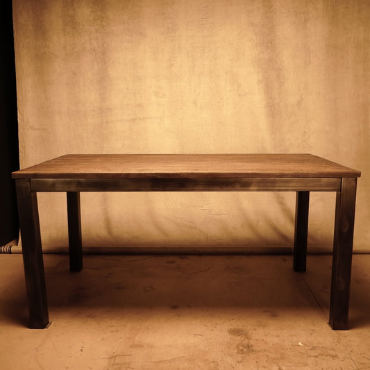 Mesa de comedor de madera de mango y metal estilo industrial