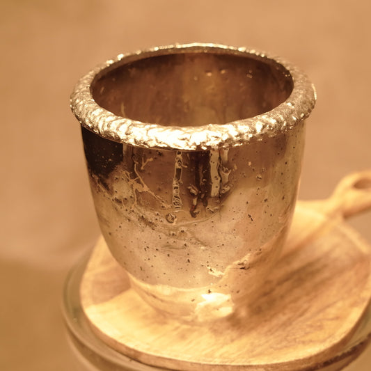Portavelas de Cristal Soplado - Plateado Envejecido