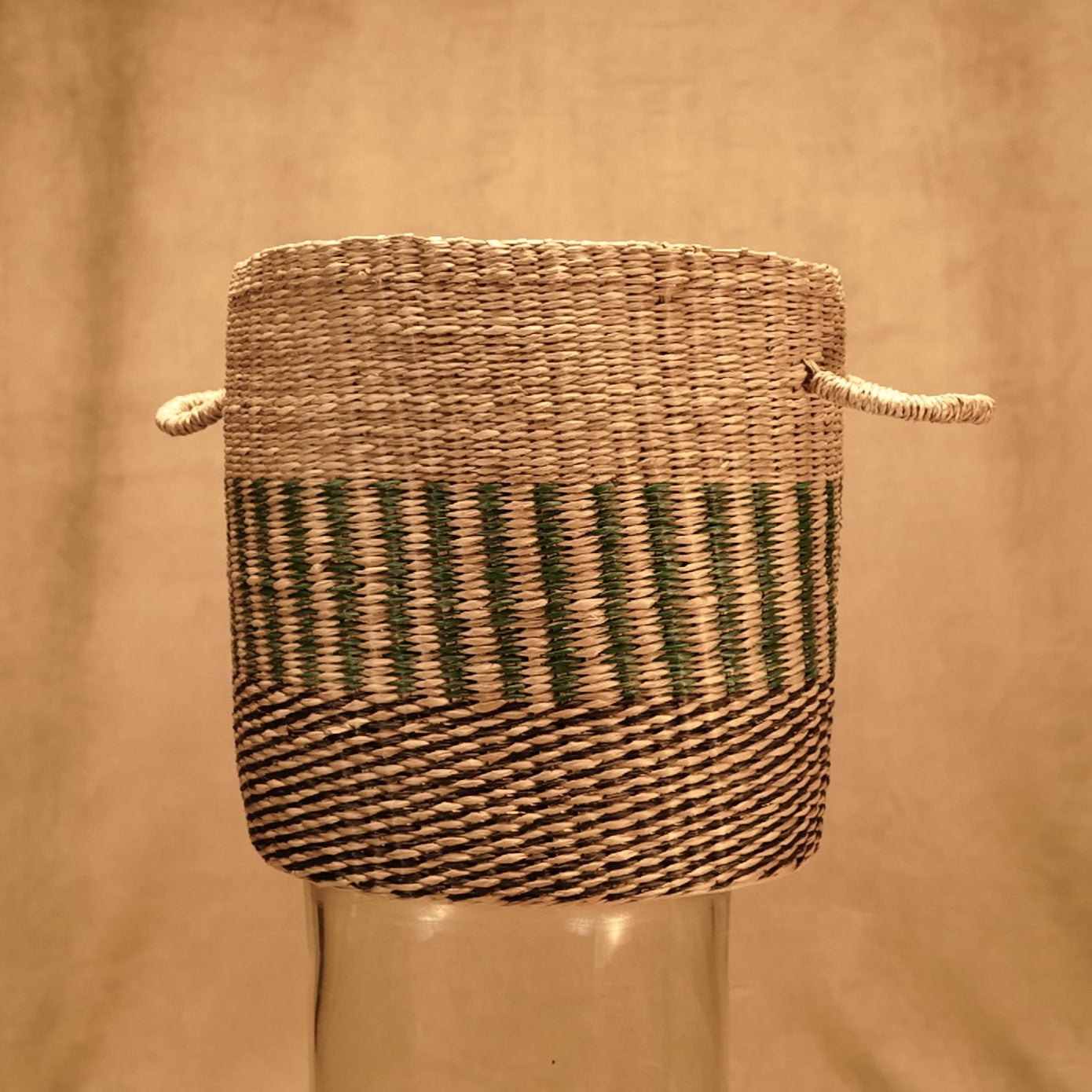 Handgefertigter Seegras-Topfkorb, Durchmesser 32 x 34 cm