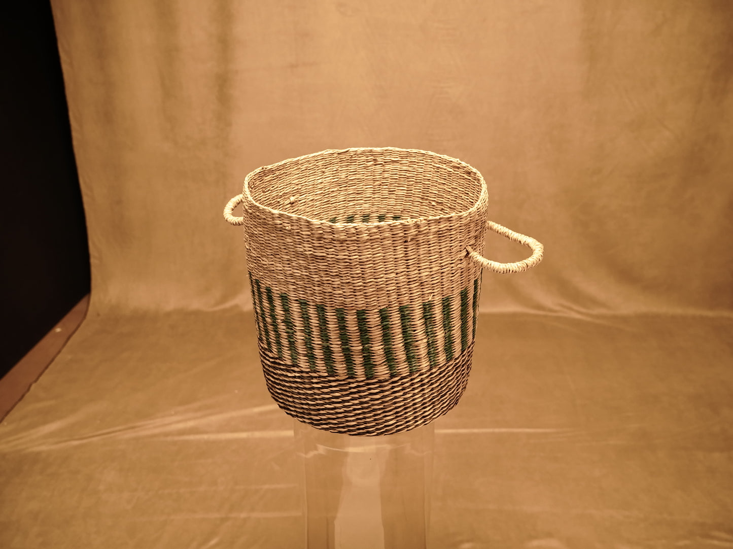 Handgefertigter Seegras-Topfkorb, Durchmesser 32 x 34 cm