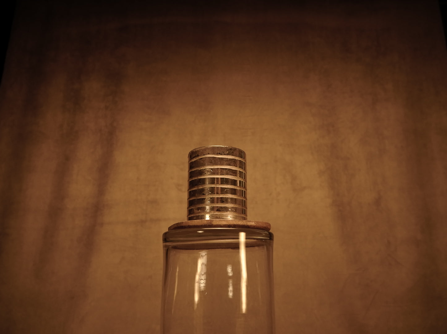 Silver smoked glass candle holder