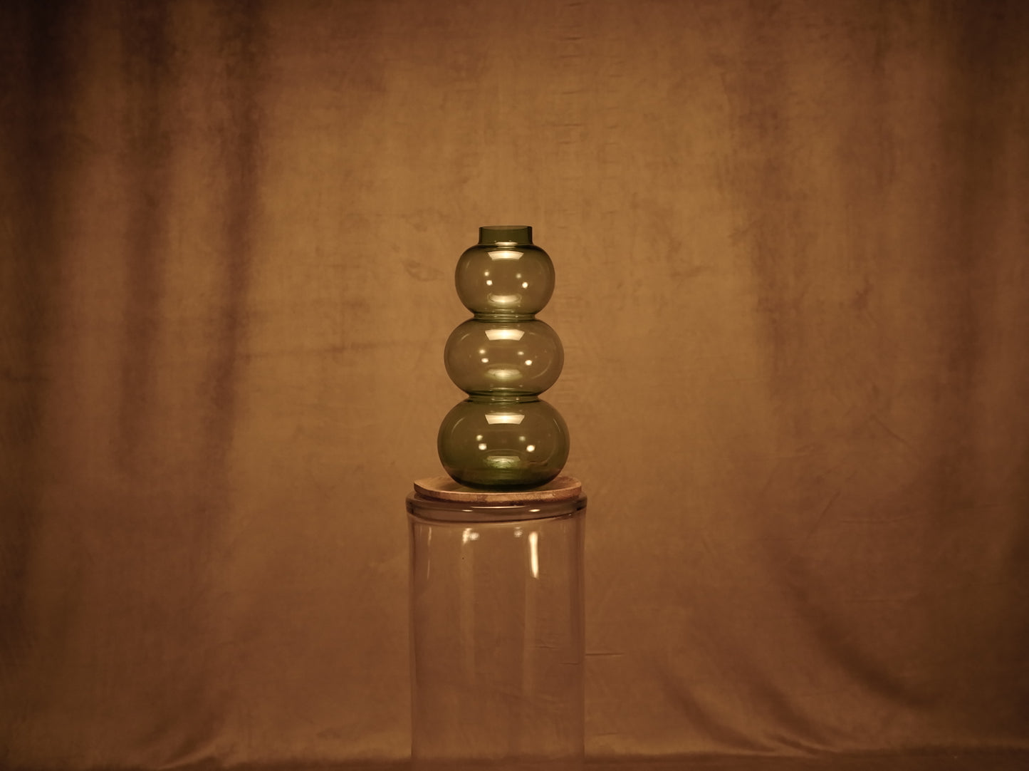 Retro Design Green Blown Glass Vase