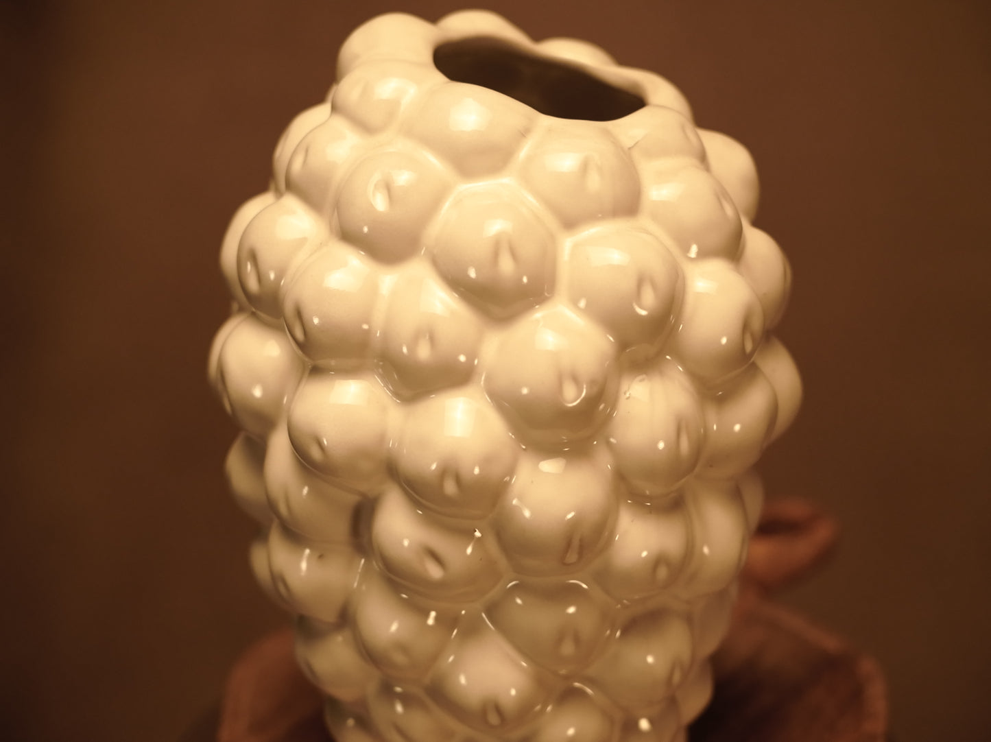 White stoneware ceramic vase in organic style