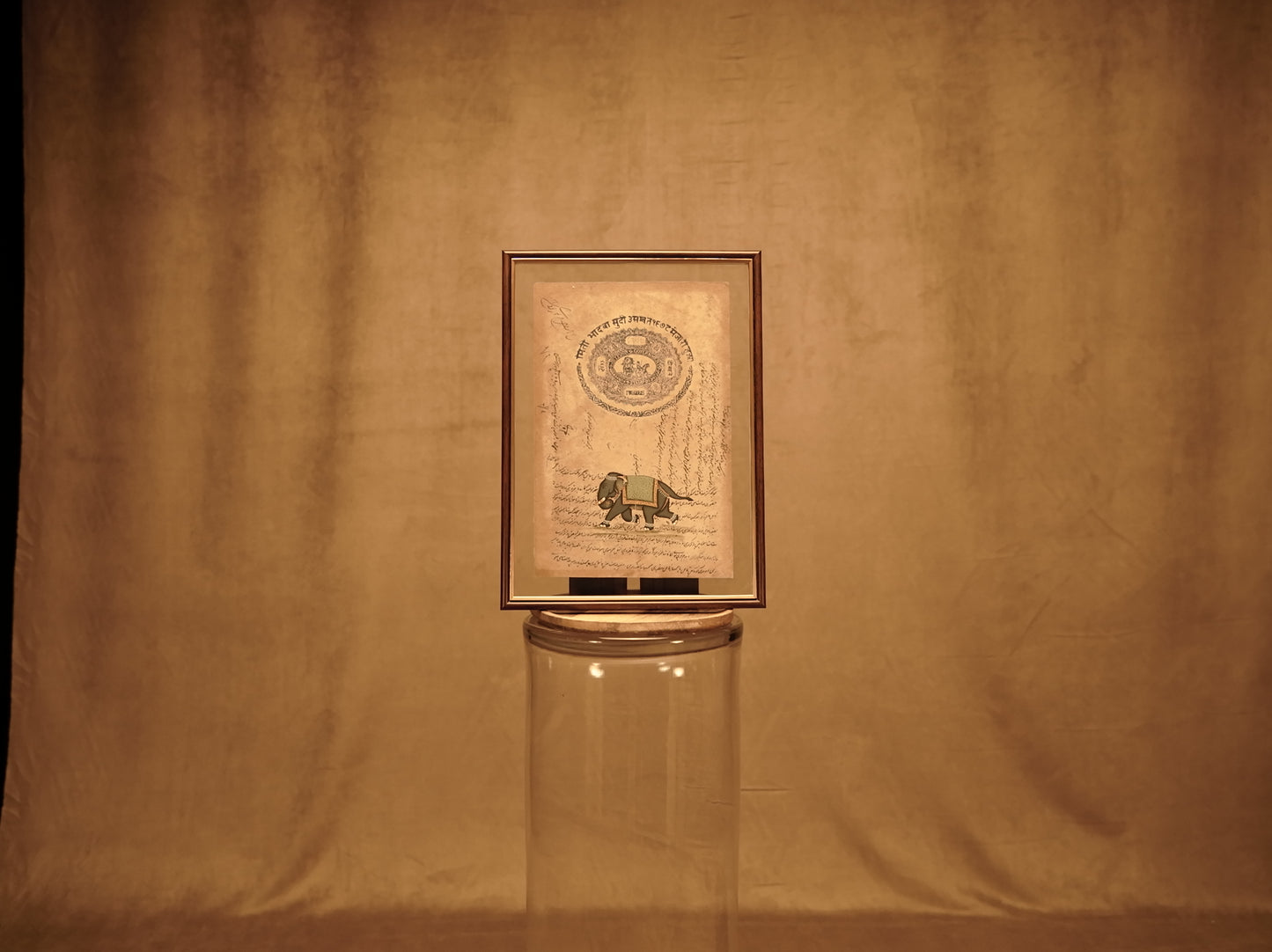 Übermaltes Indian Mint Papyrusbild – Elefanten-Serie