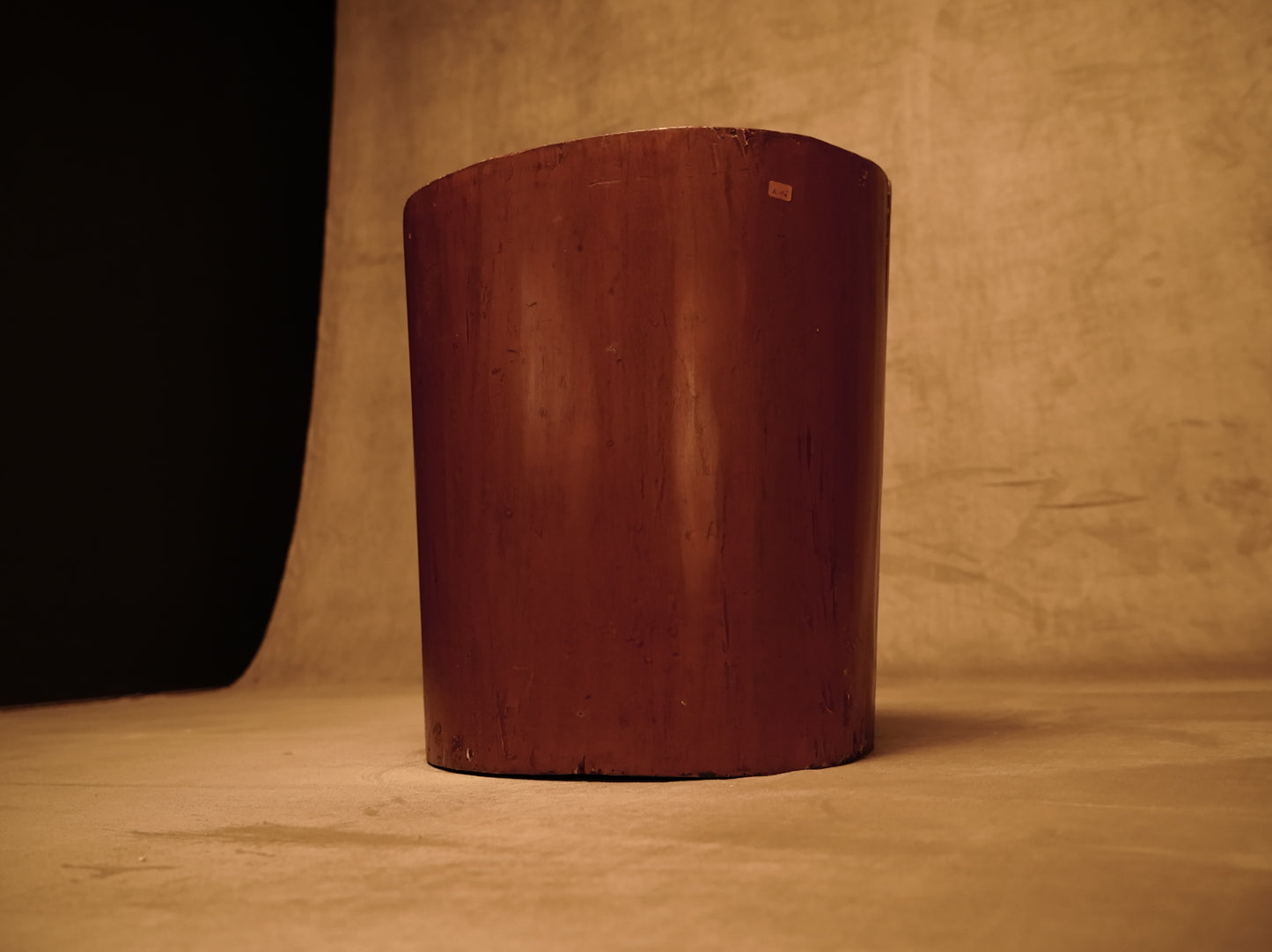Maceta de madera naranja de finales del S.XX