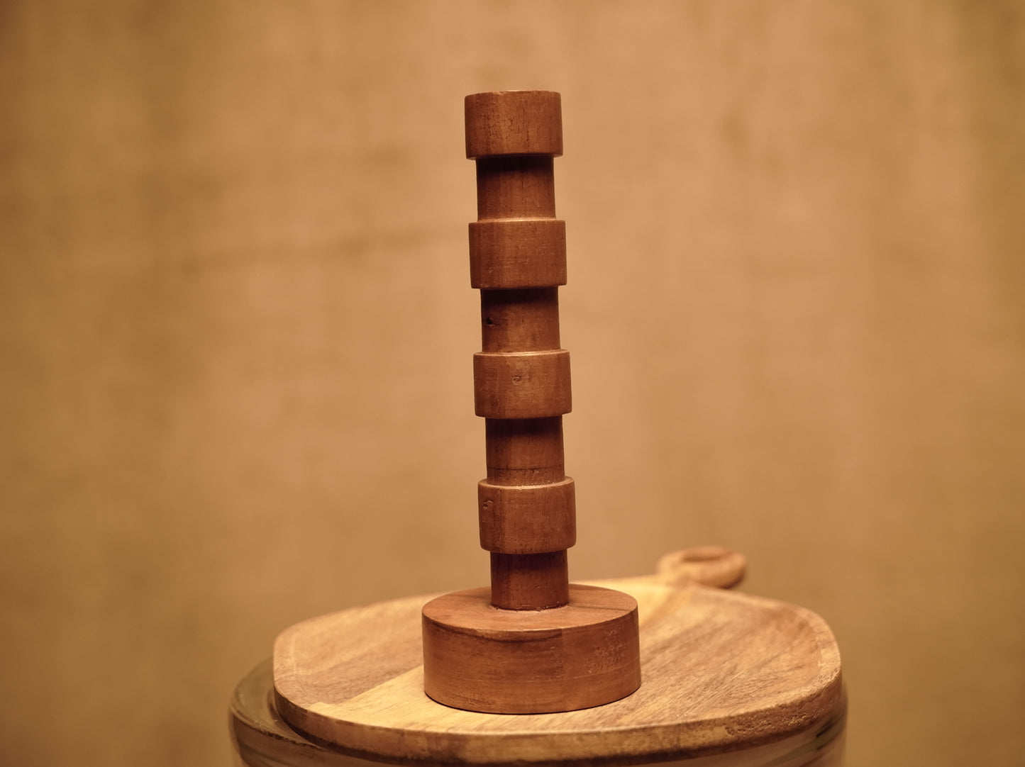 Contemporary Japandi Style Mango Wood Candlestick - various sizes