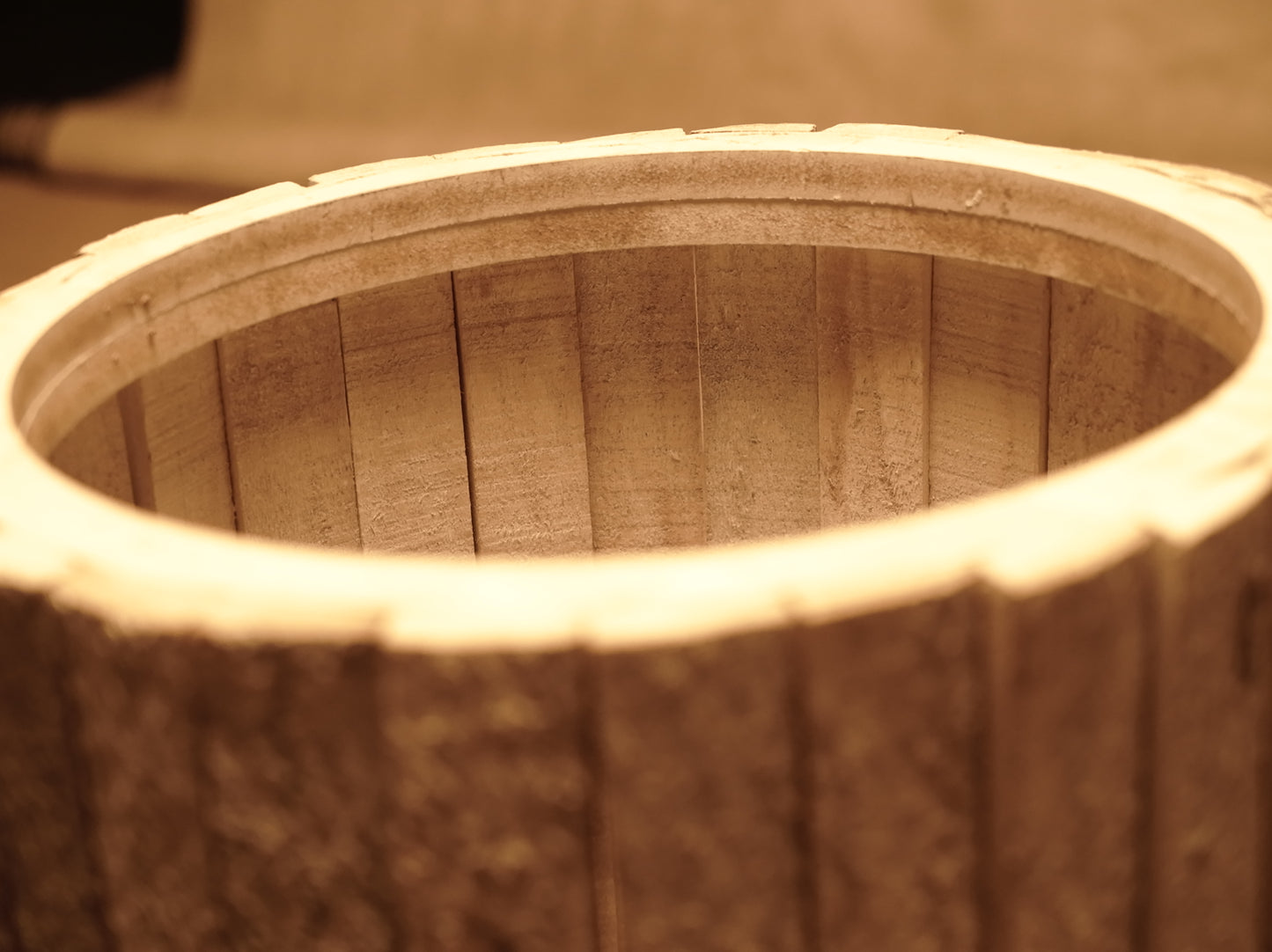 Rustic Style Handcrafted Whitewashed Pine Bark Planter
