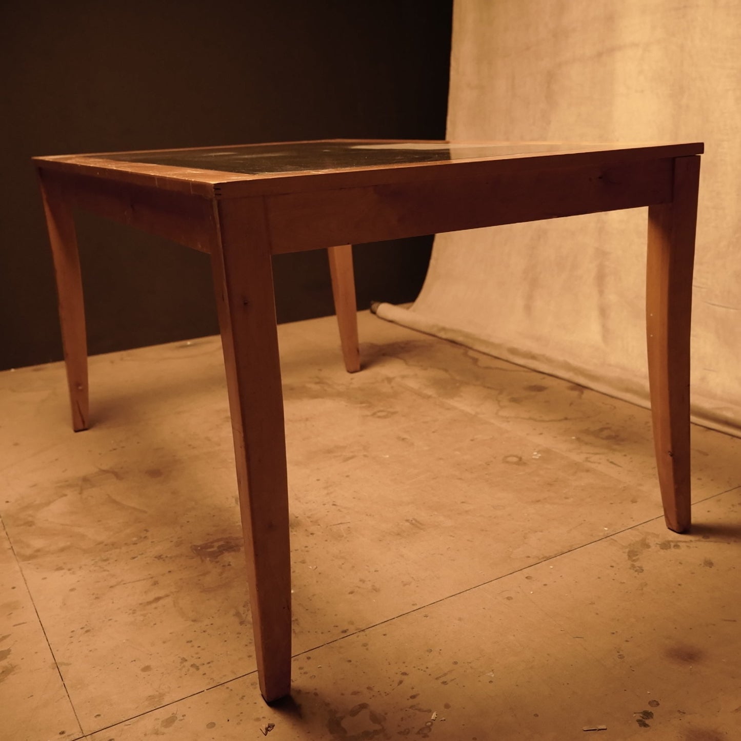 Mesa de madera clara con cristal estilo rústico 90x150