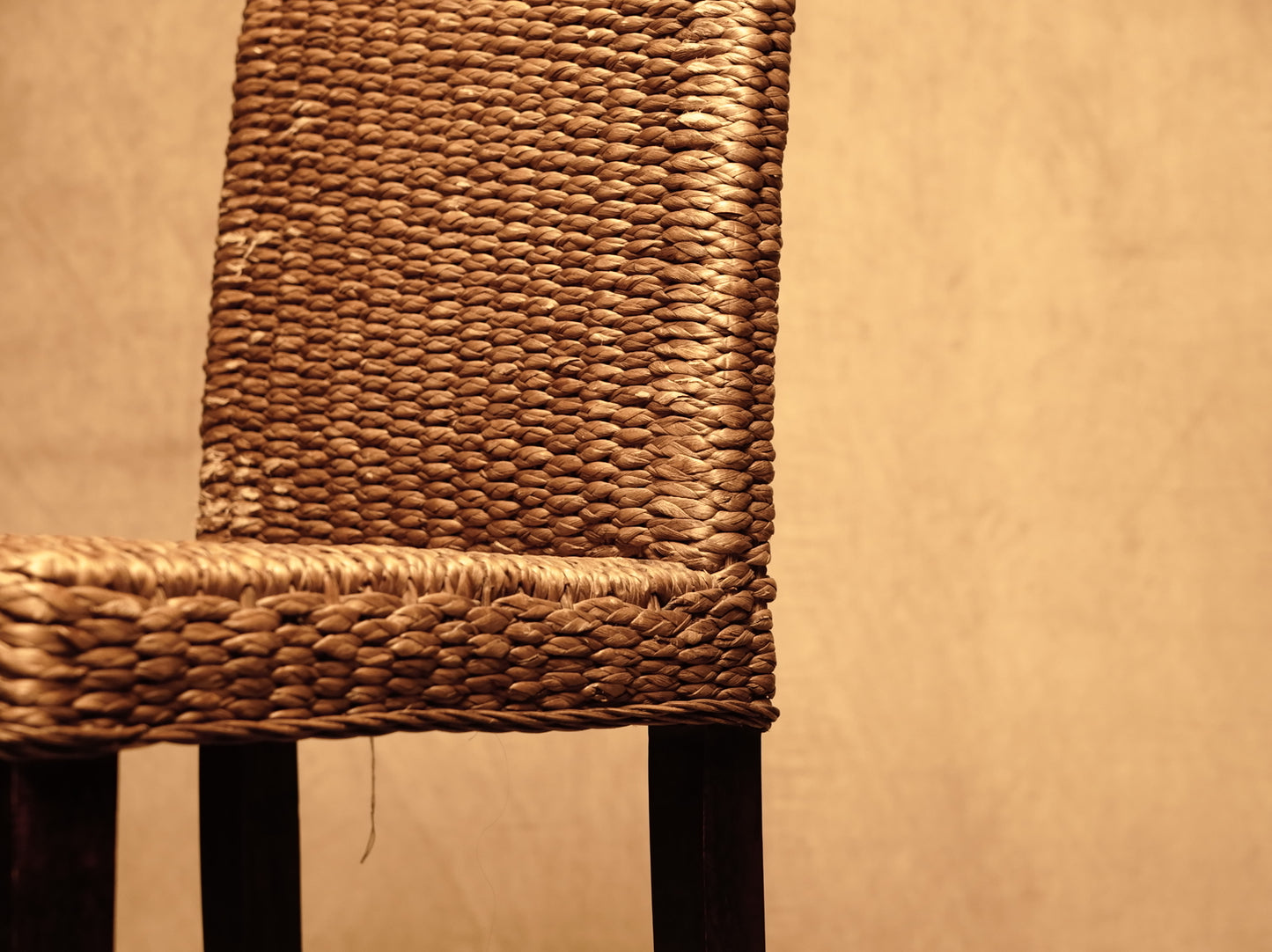 Fiber Stool with Backrest - Rustic Boho Handcrafted Style