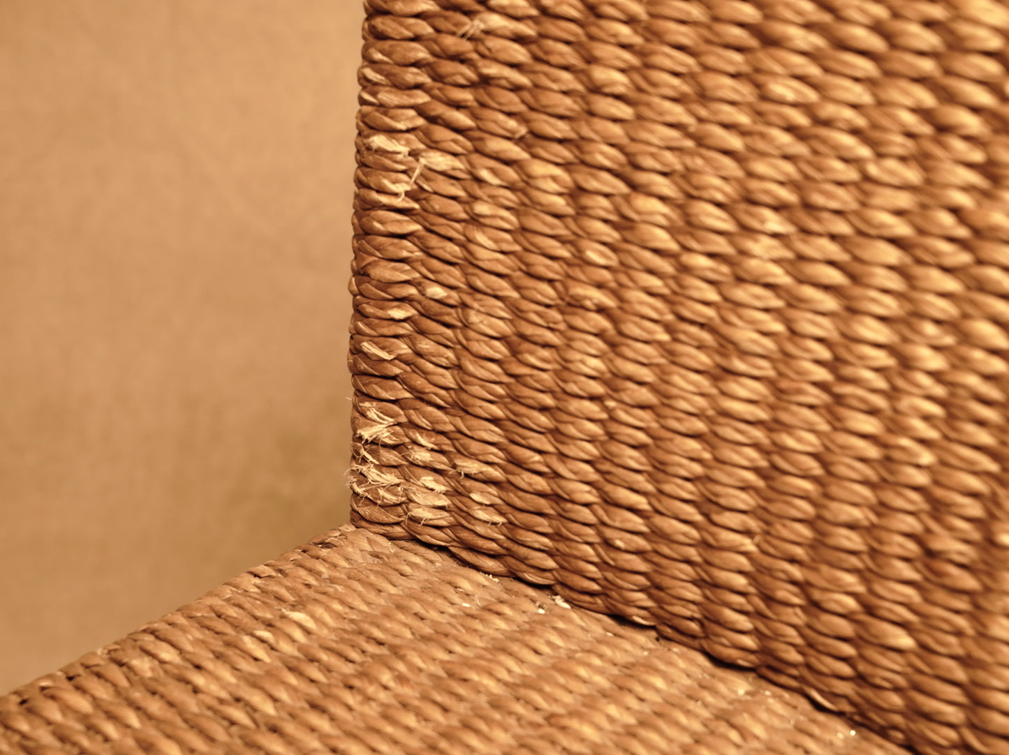 Fiber Stool with Backrest - Rustic Boho Handcrafted Style