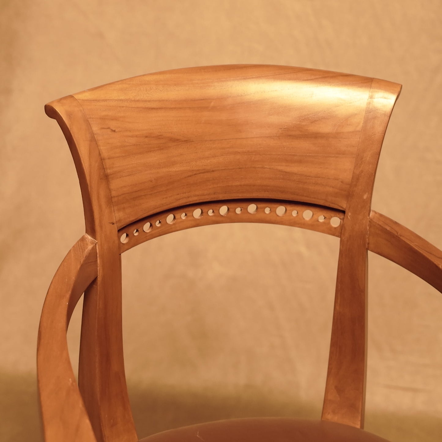 Leather Chair with Studs on Solid Wood