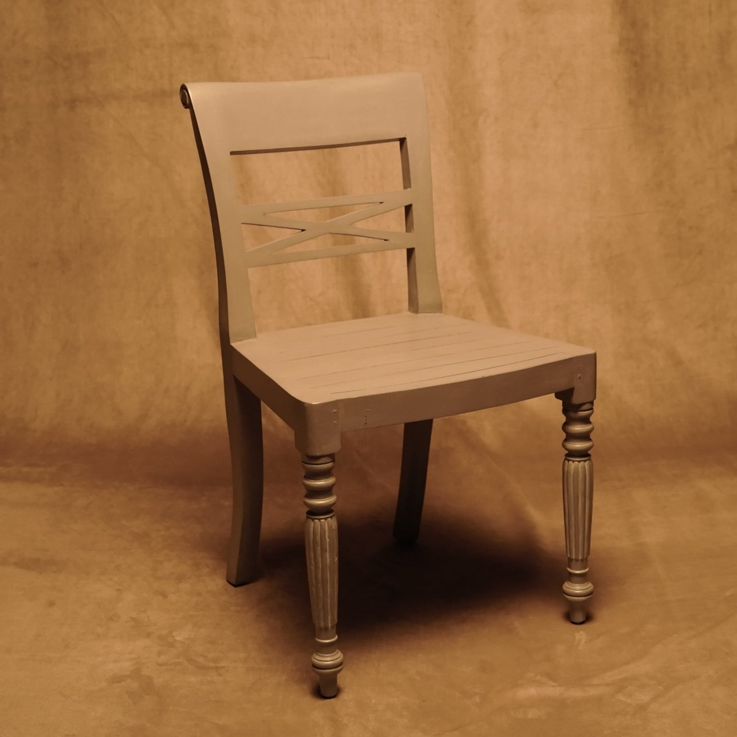 Grey Wooden Chair - Classic Style with Details