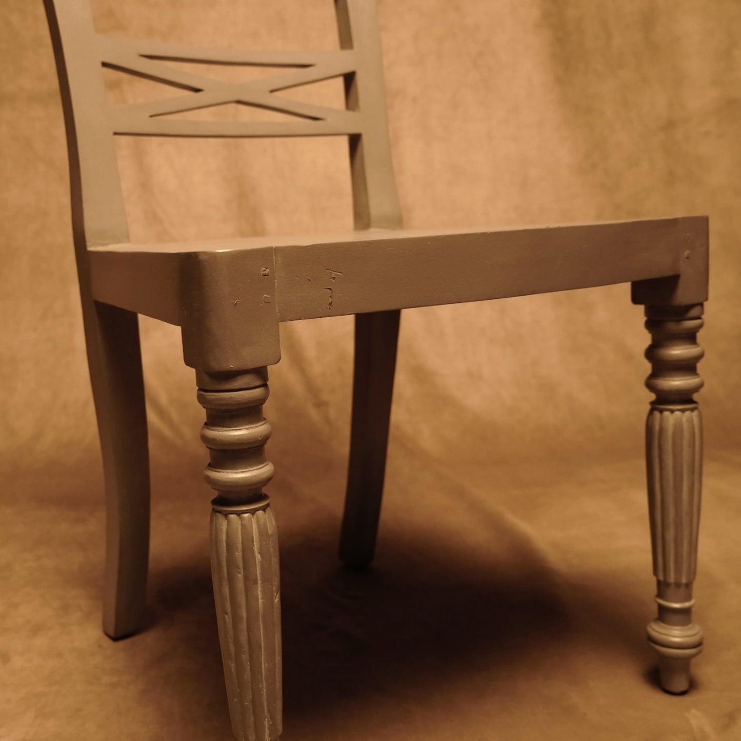 Grey Wooden Chair - Classic Style with Details