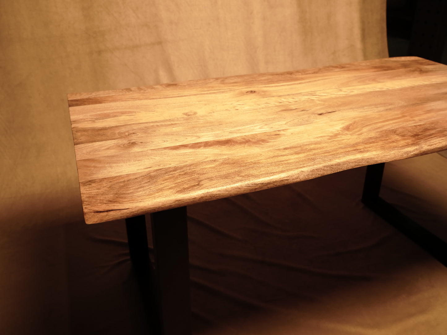Rustic Dining Table in Natural Wood with Iron Legs