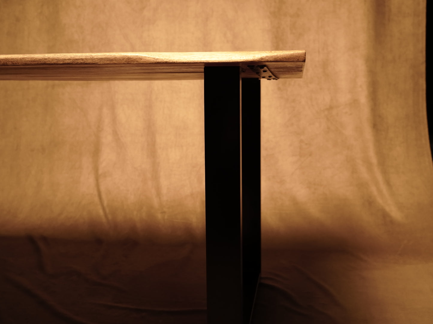 Rustic Dining Table in Natural Wood with Iron Legs