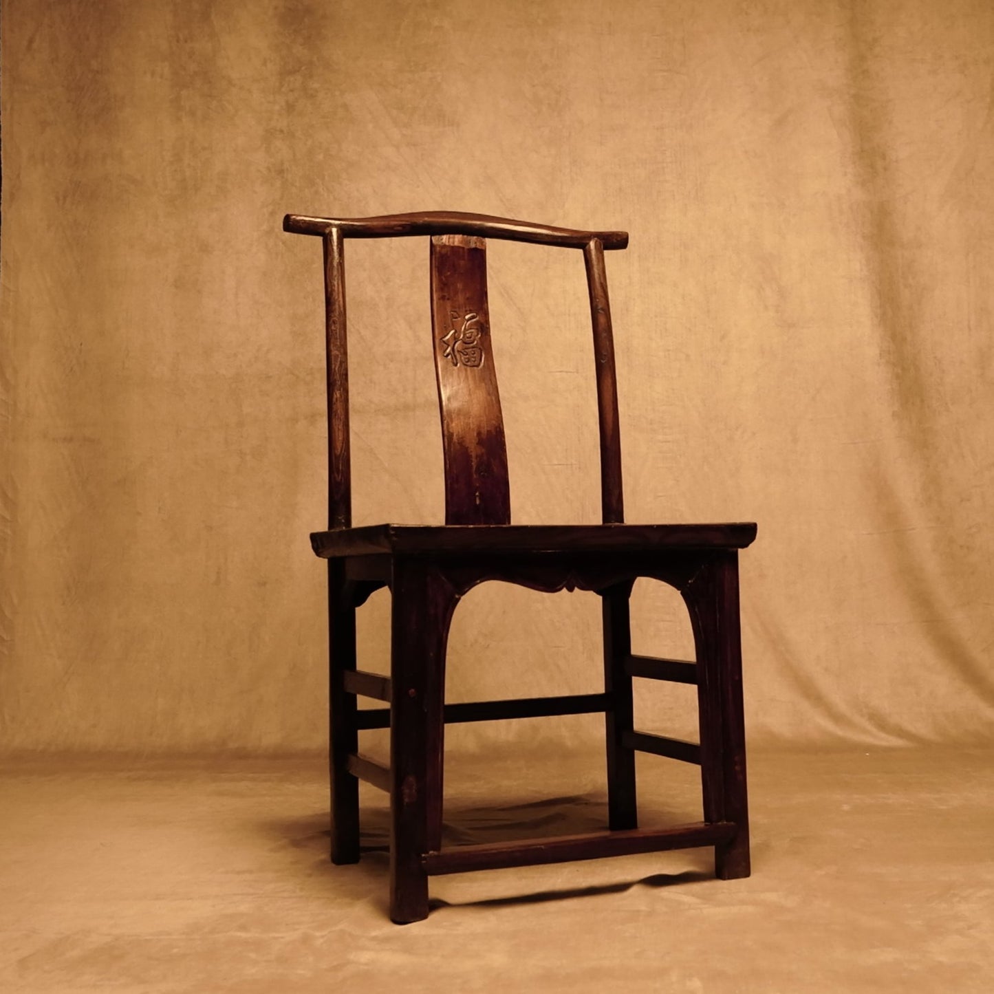 Silla China de Madera Maciza, Estilo Oriental Vintage