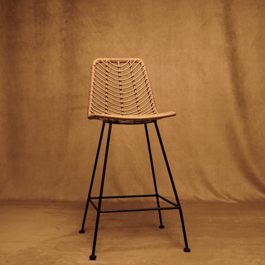 Taburete de bar de ratán sintético estilo boho para interior y exterior