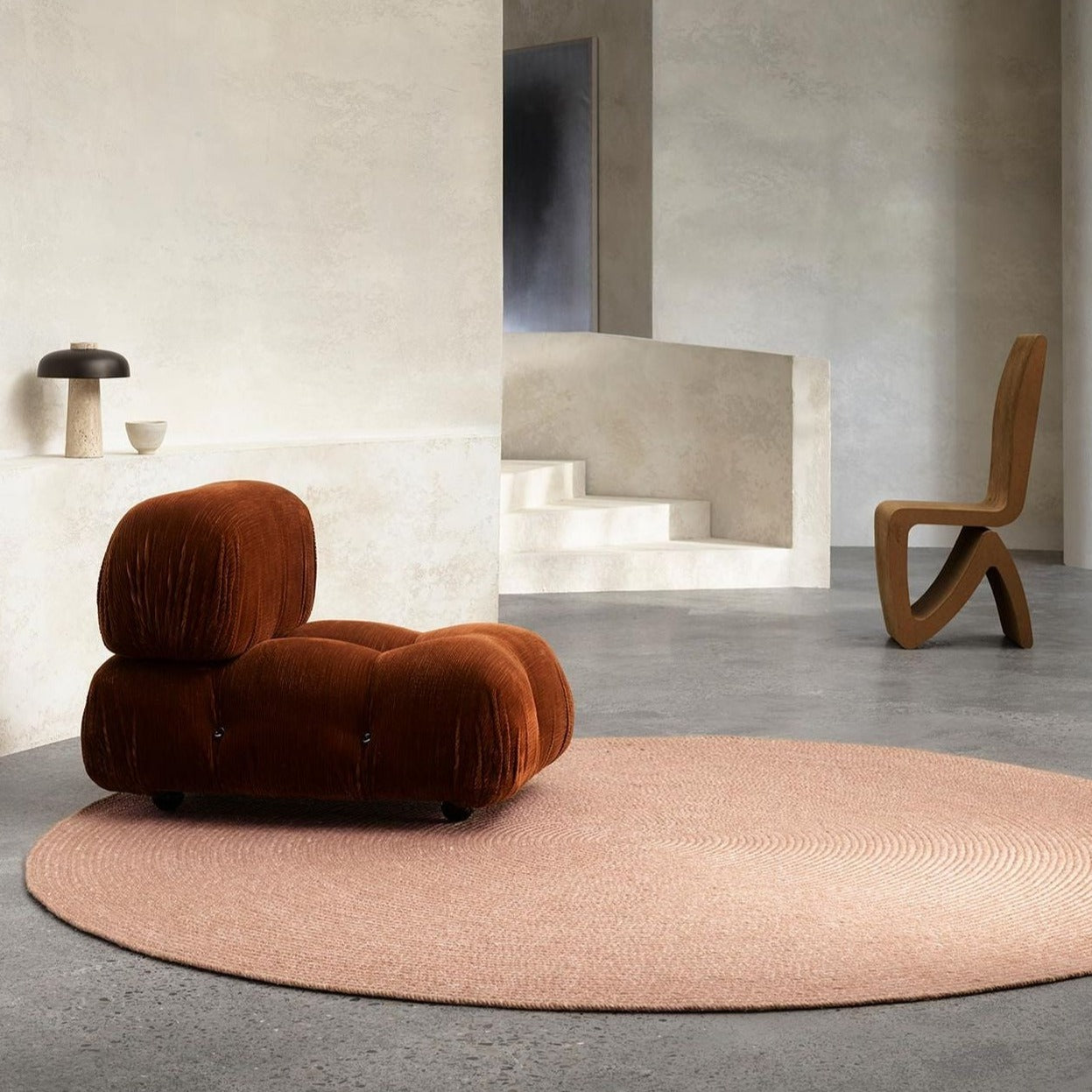 Alfombra Redonda de Yute Natural anudada a mano