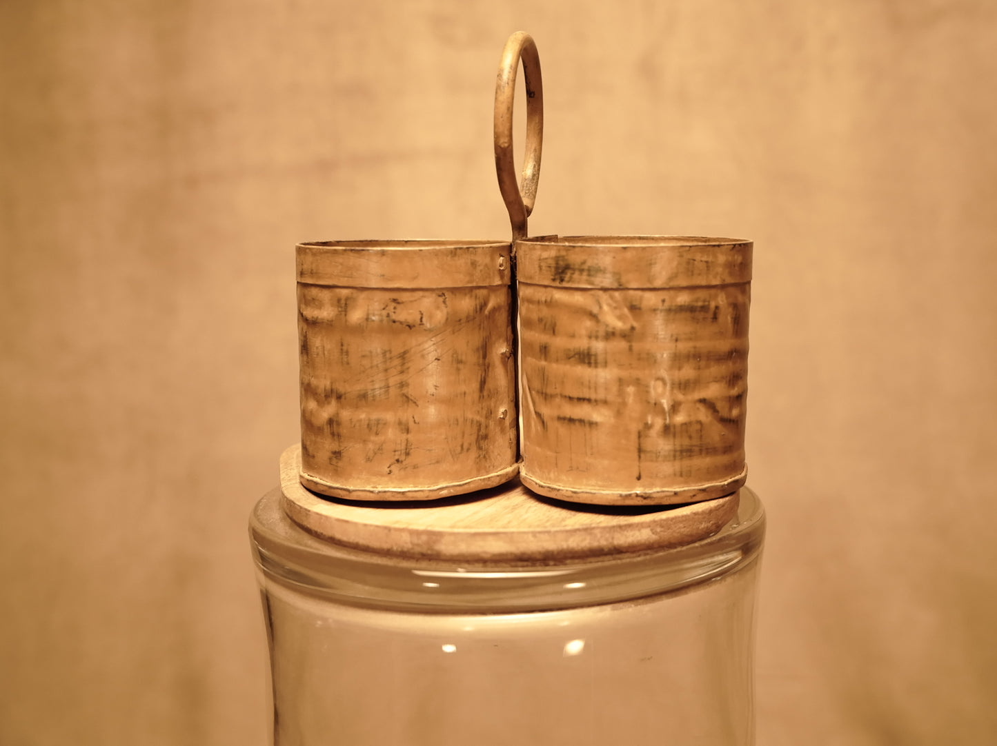 Rustic style double iron cutlery holder - various colours