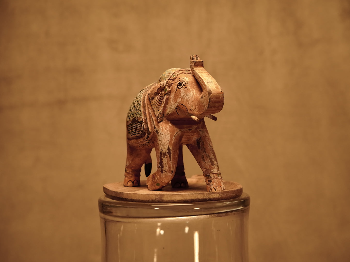 Indian Mughal Shikar Wooden Decorative Elephant Figure