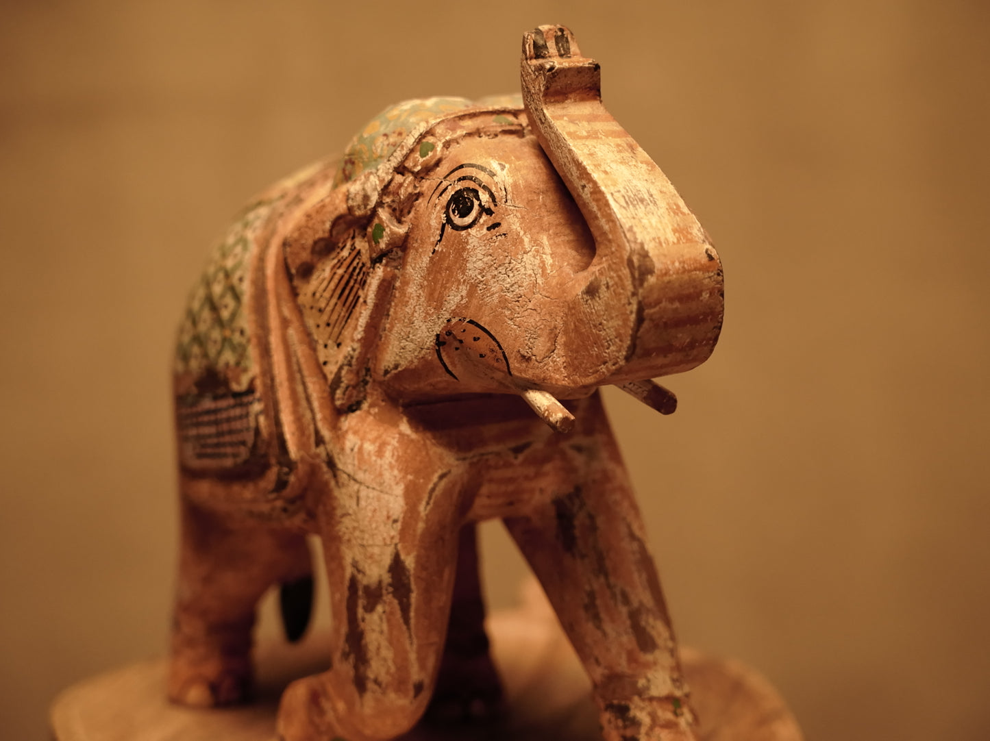 Indian Mughal Shikar Wooden Decorative Elephant Figure