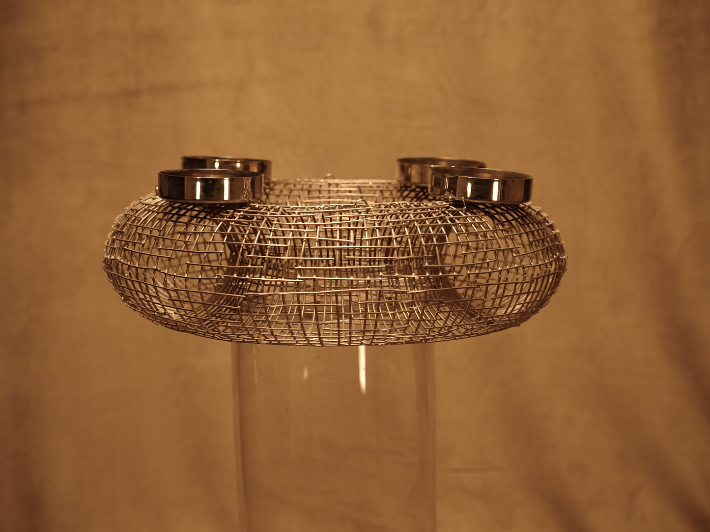 Silver Metal Candle Holder