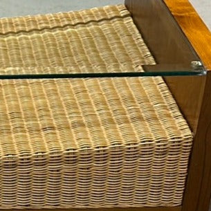 116x68 living room table in teak wood and natural wicker colonial style