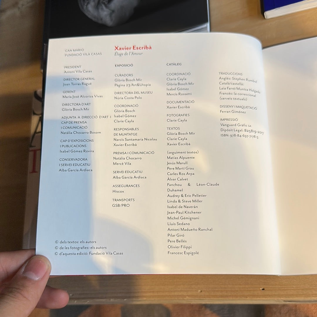 CATALOG XAVIER ESCRIBÀ ÉLOGE DE L'AMOUR 2018 FUNDACIÓ VILA CASAS