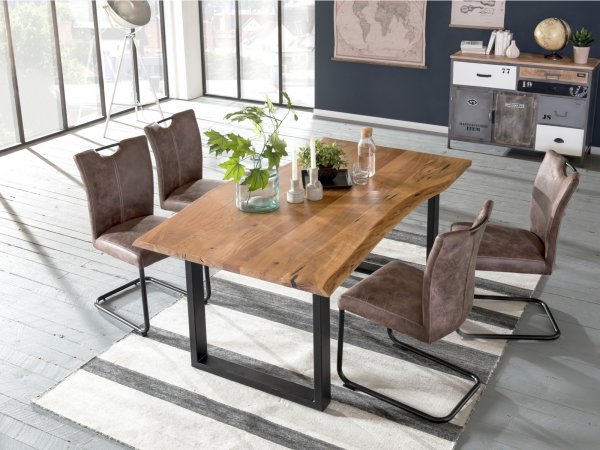 Scandinavian style natural wood dining table