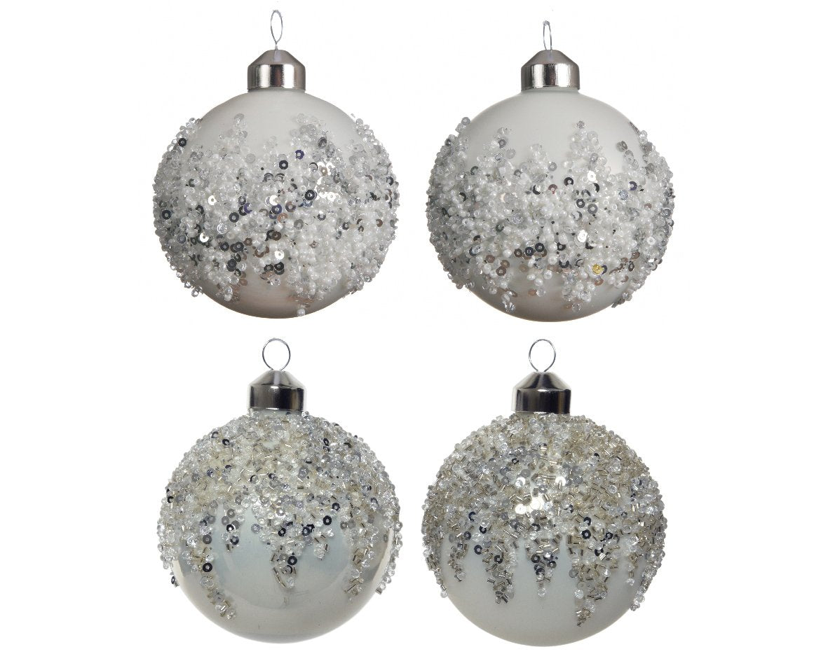 Bola Navideña de cristal tonos blancos dia8.00cm