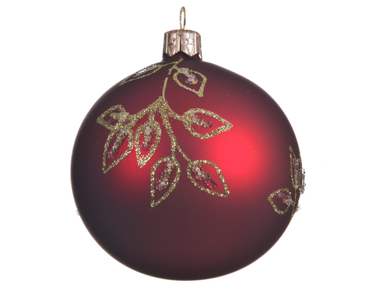 Bola roja decorada con ramas