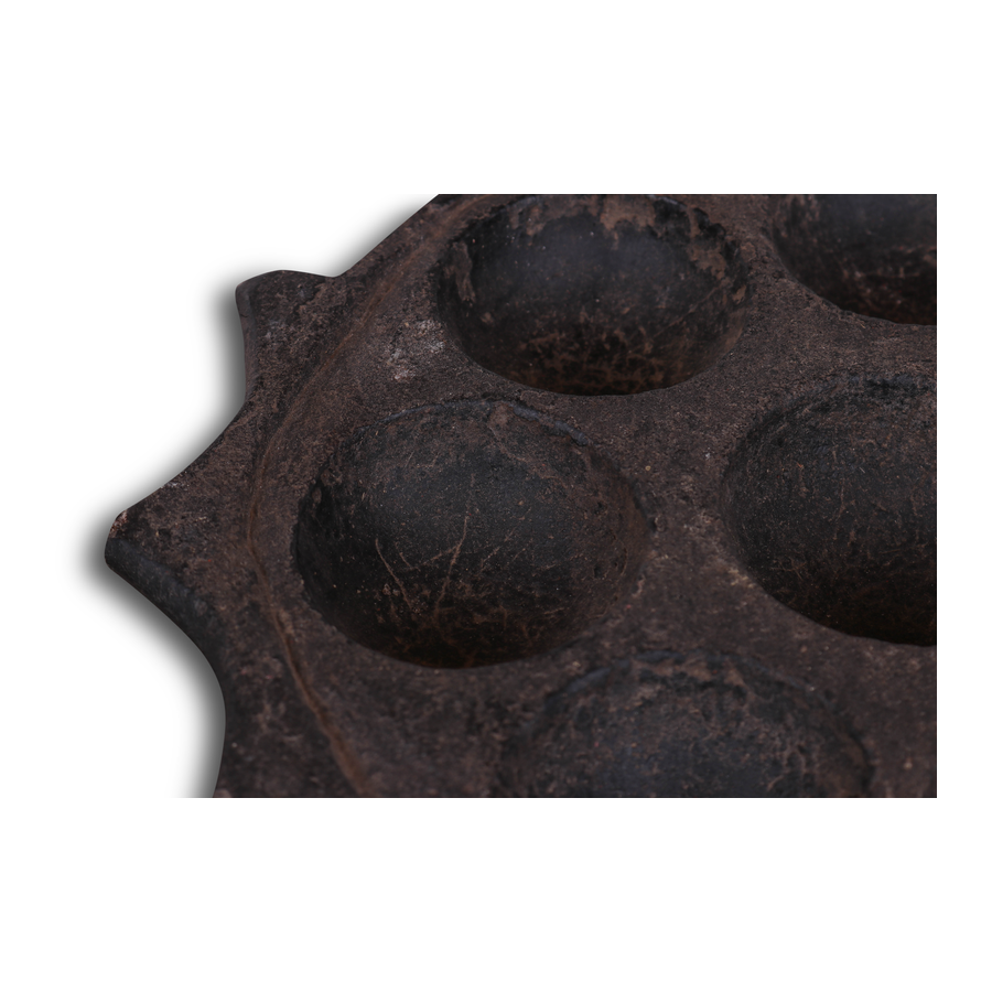Black Tribal Stone Spice Tray - Antique Idli Appam from India