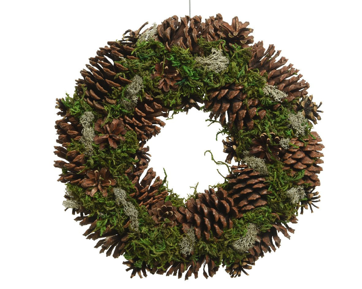 Corona Navideña con piñas naturales dia34.00-A8.50cm