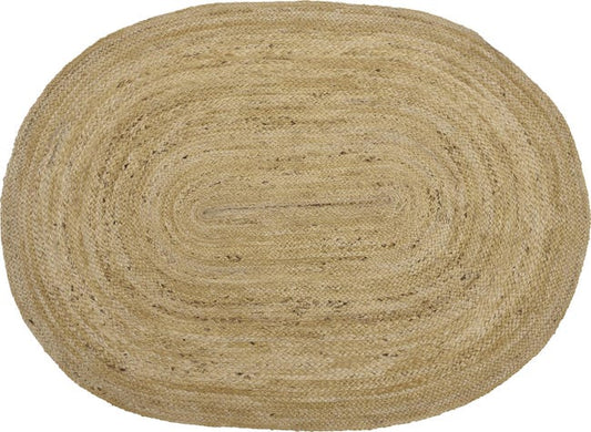 Alfombra de yute natural 230x160 cm en forma ovalada