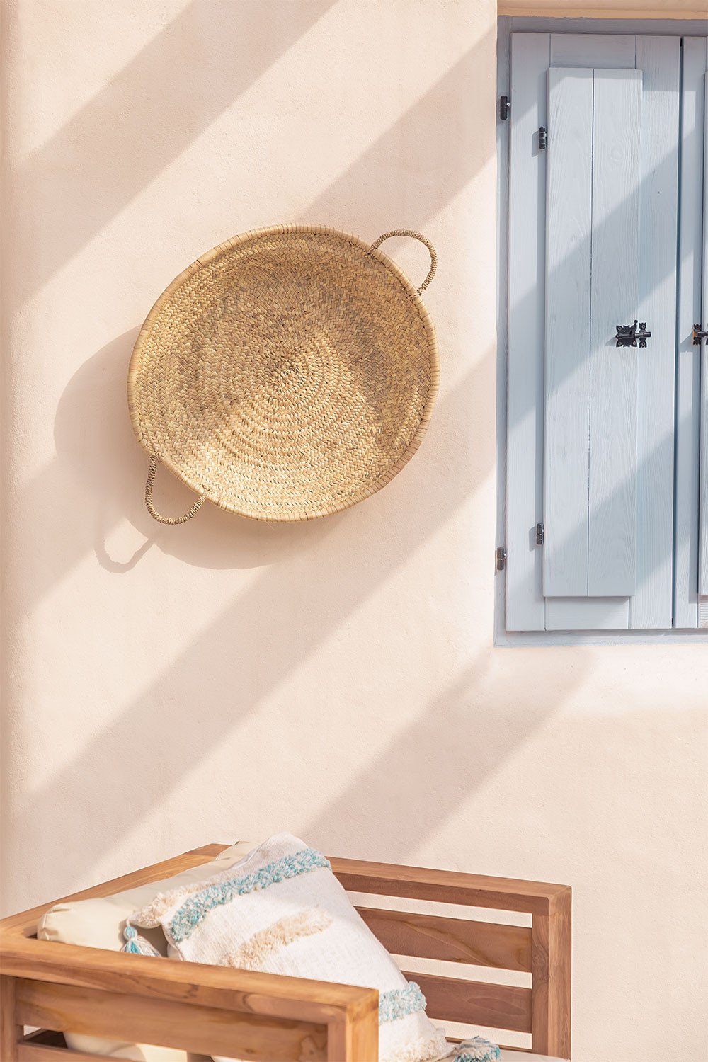 Plato cesta decorativa de Palma estilo boho 65cm