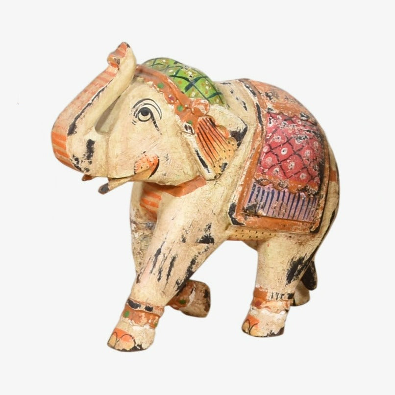 Indian Mughal Shikar Wooden Decorative Elephant Figure