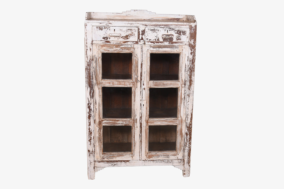 Vitrina de madera antigua beig vintage 123x76cm núm. 73