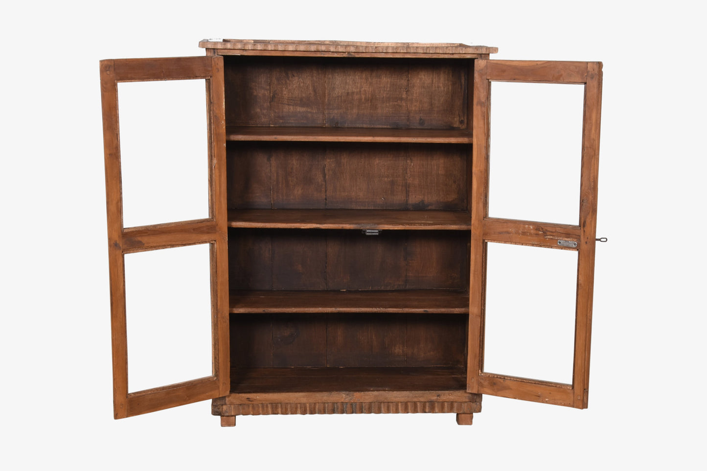 Vitrina de 2 Puertas de Madera Maciza de Teca Estilo Retro