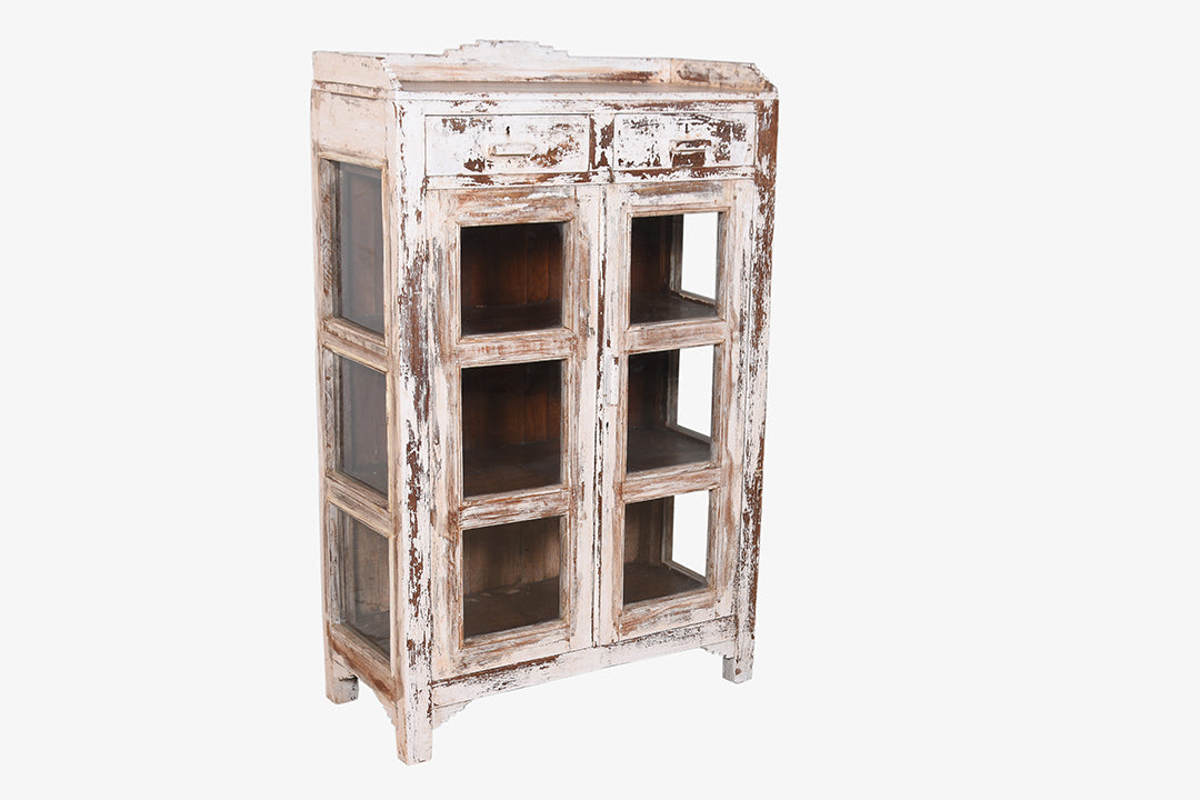 Vitrina de madera antigua beig vintage 123x76cm núm. 73