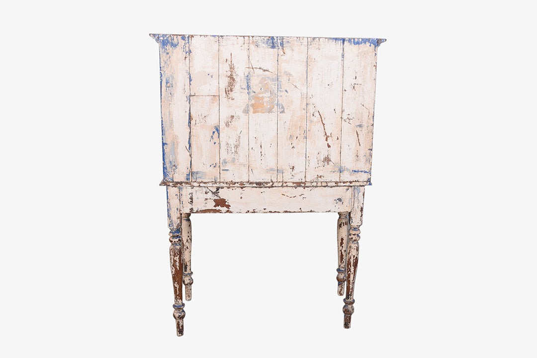 Antique white desk table with display case no. 83