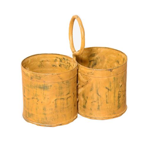 Rustic style double iron cutlery holder - various colours